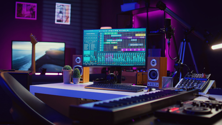 String School recording studio setup for student projects